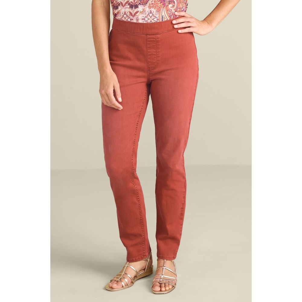 Soft Surroundings Ultimate Denim Pull-On Slim Leg Jeans Coral size PXL 3FY35